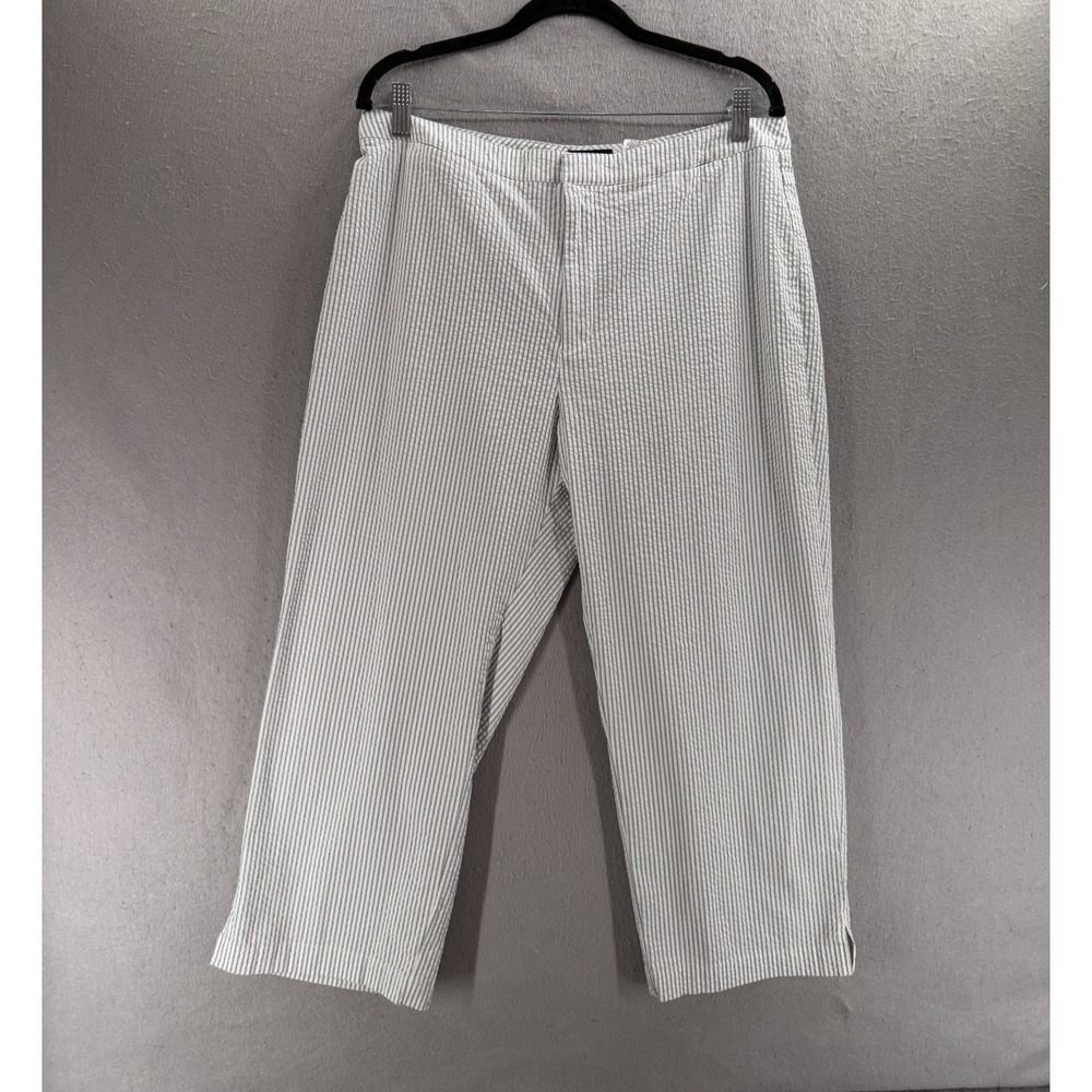 Dockers Pants Womens 14 Blue White Seersucker Coastal Grandma‎ Minimalist Resort